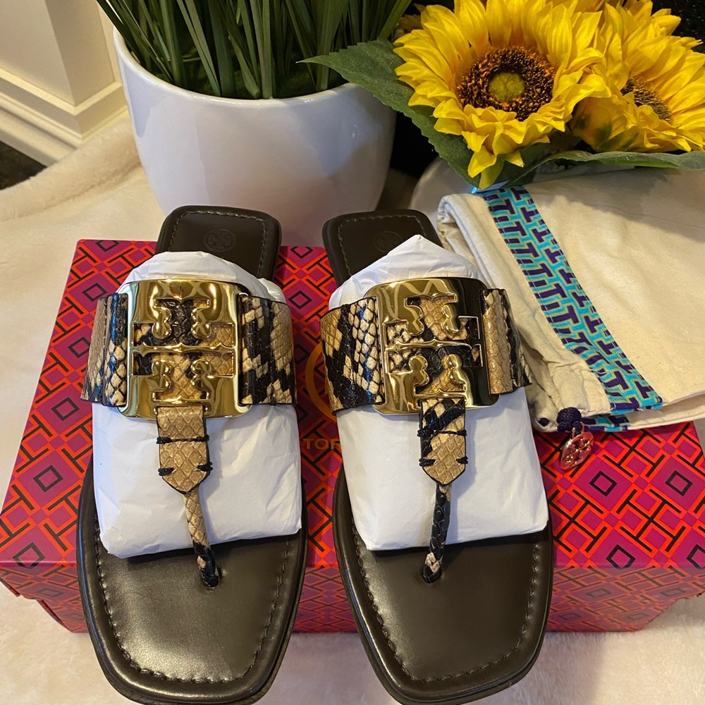 Tory Burch Georgia Snake Print Sandal - Picture 2 of 6